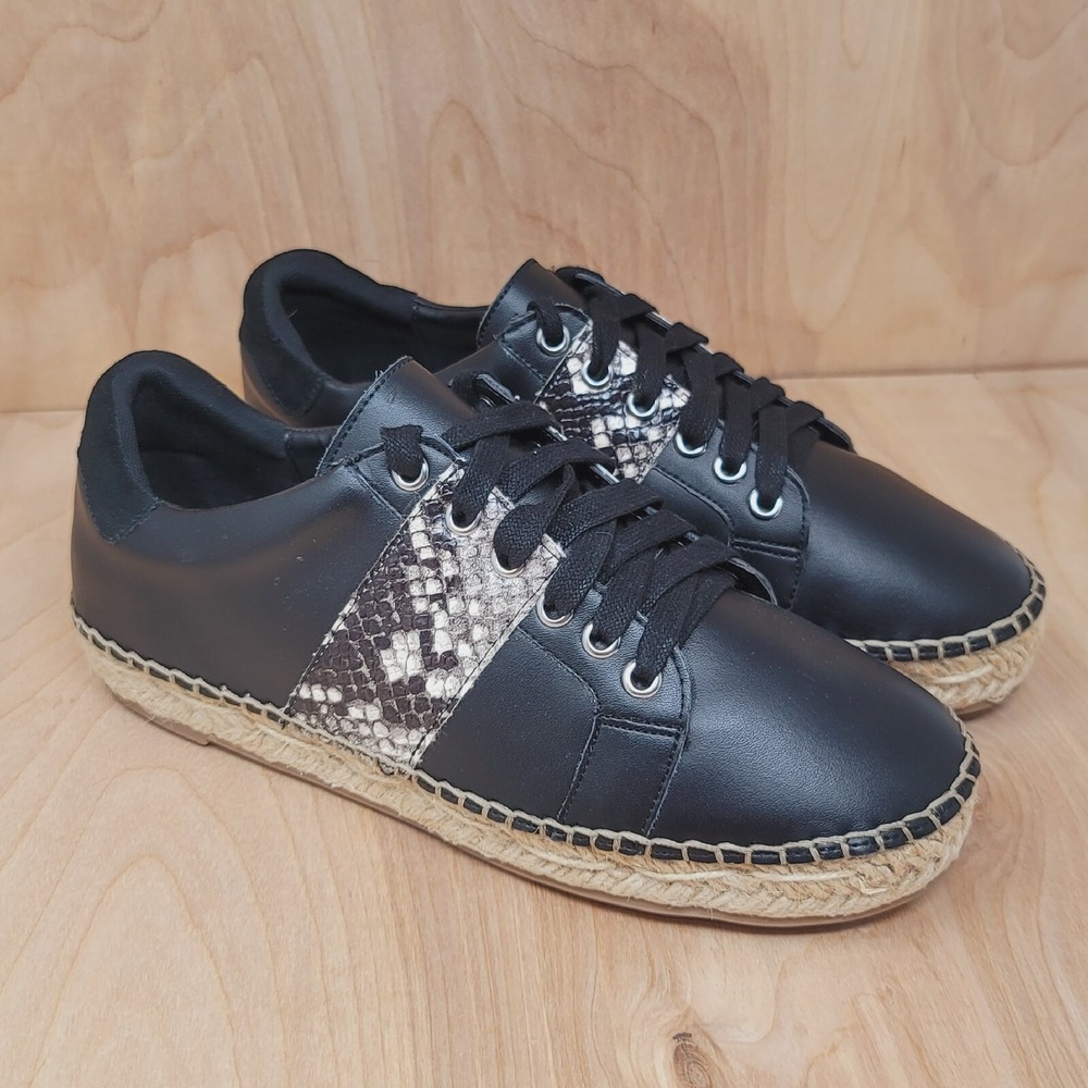 Carlos Santana Women's Sneakers 8 M Giselle black Leather Snake Print Espadrille